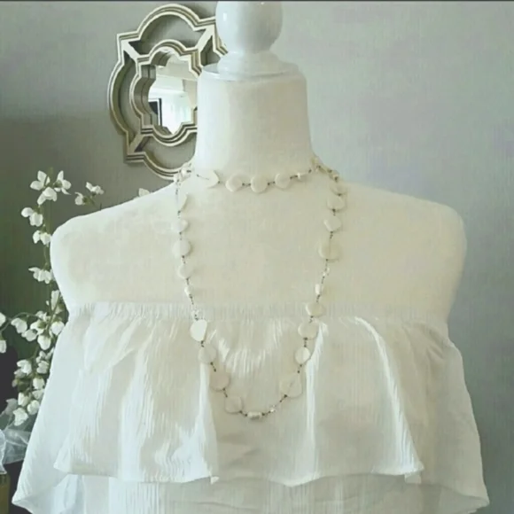 โจ๐ MOP Mother of Pearl Crystal Shell Long Necklace - Picture 1 of 5